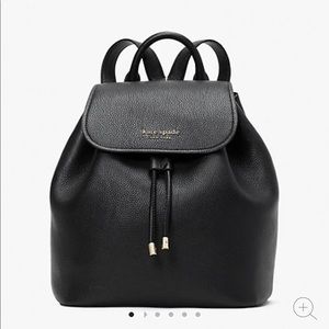 Kate spade sinched pebbled leather medium flap backpack